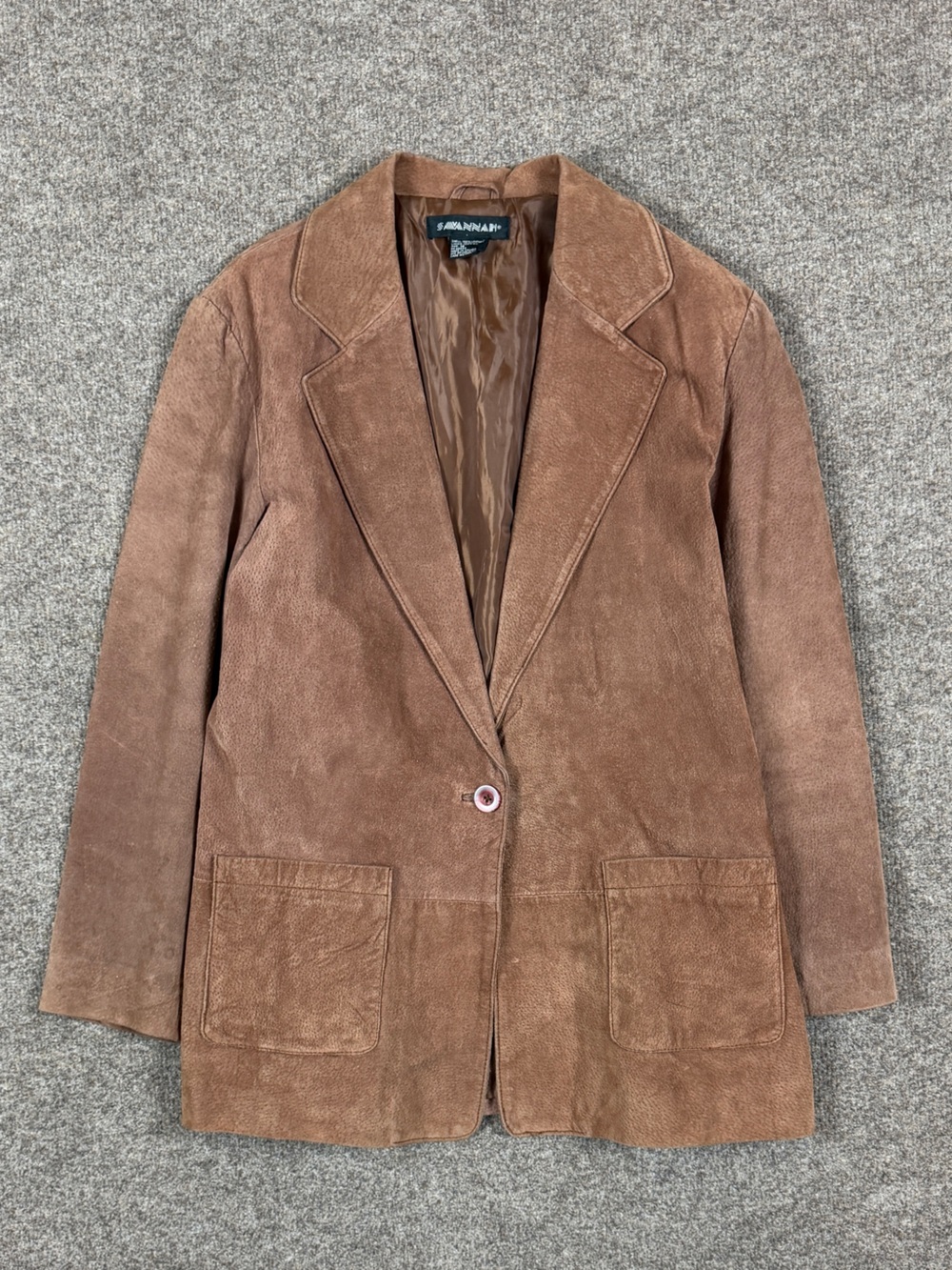 Vintage Brown Suede Leather Oversized Blazer Jacket Women’s 12 Large 90s Y2K